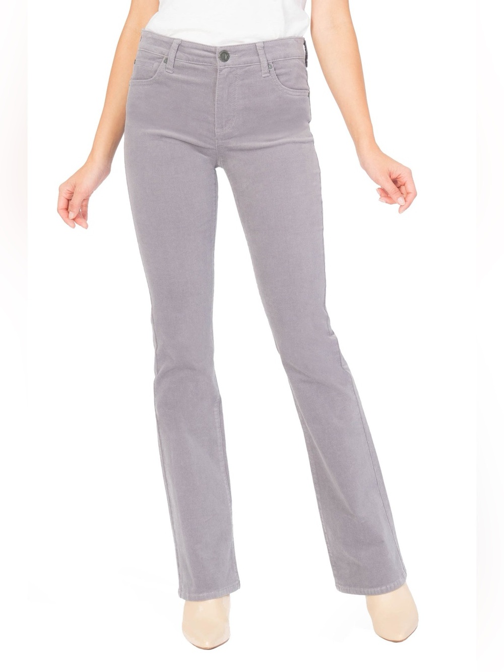 Kut from the Kloth Light Gray Karen Baby Bootcut Corduroy Pants Women’s 8